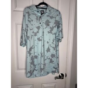 FOOTJOY‎ Men's Lisle Camo Print Golf Polo Icy Blue Size M